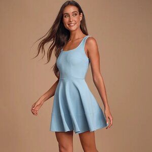 Lulus Home Before Daylight Periwinkle Skater Summer Fit & Flare Dress S EUC